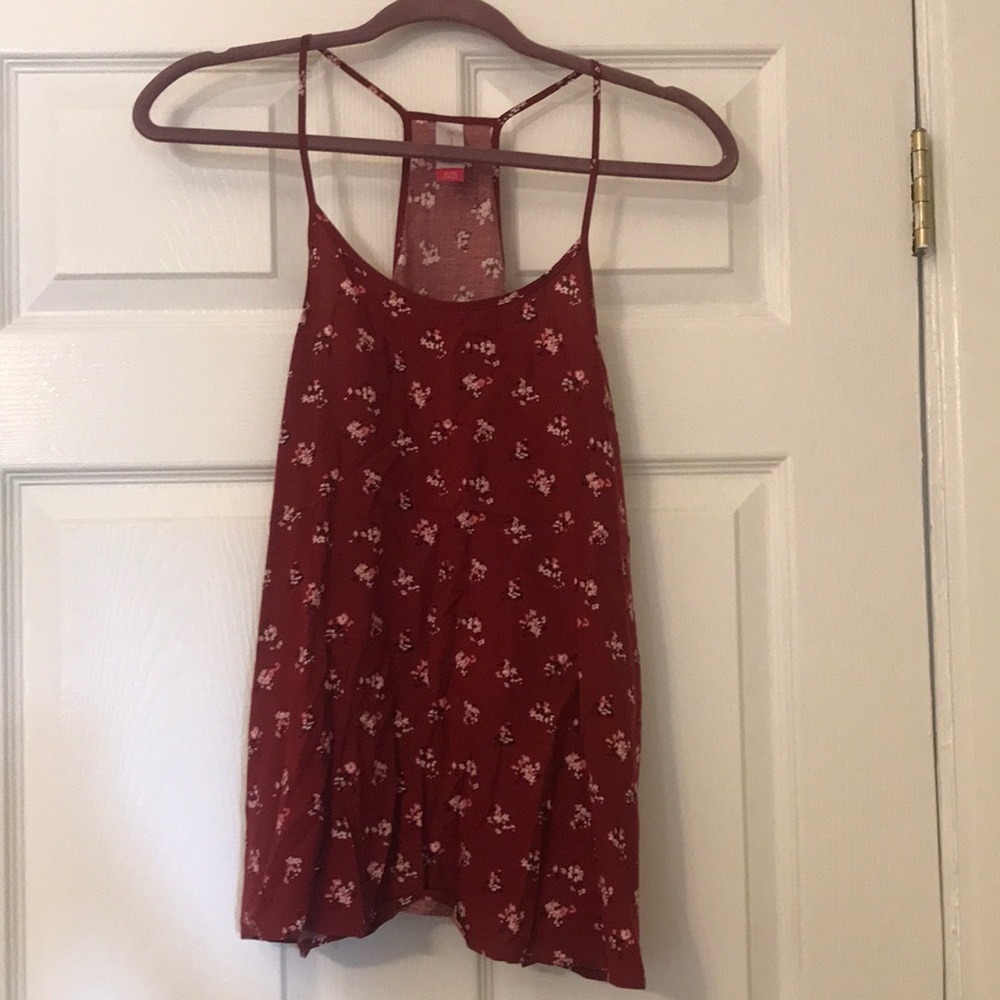 Red flowy floral racer back tank top